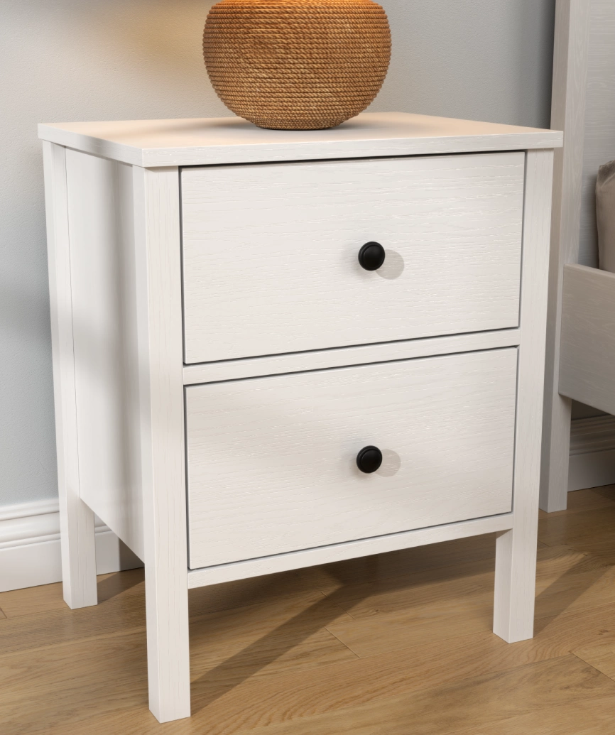 Hunerica Ismera 2 çekmeceli komodin -Wood Beyaz-Minifiks Bağlantılı