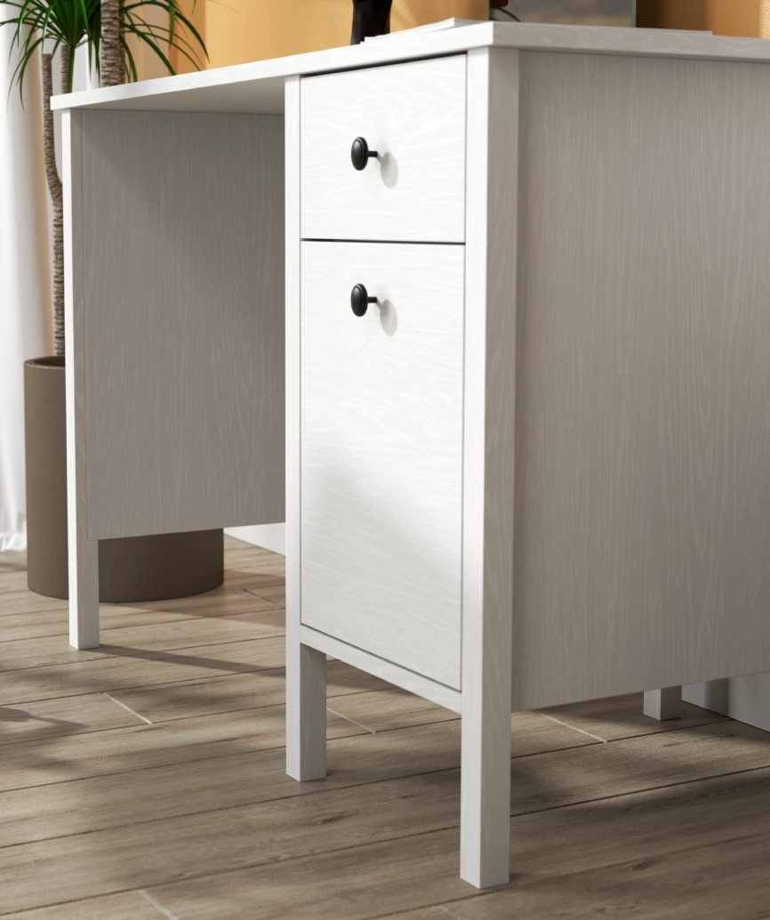 Hunerica Mirel 1 Kapak1 Çekmeceli Çalışma Masası-Wood Beyaz-Minifiks Bağlantılı