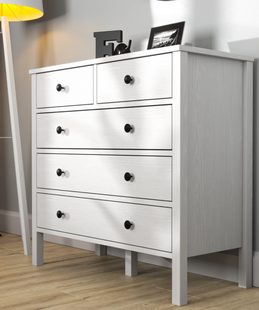 Hunerica Elaya 5 Çekmeceli Şifonyer-Wood Beyaz-Minifiks Bağlantılı - Görsel 3