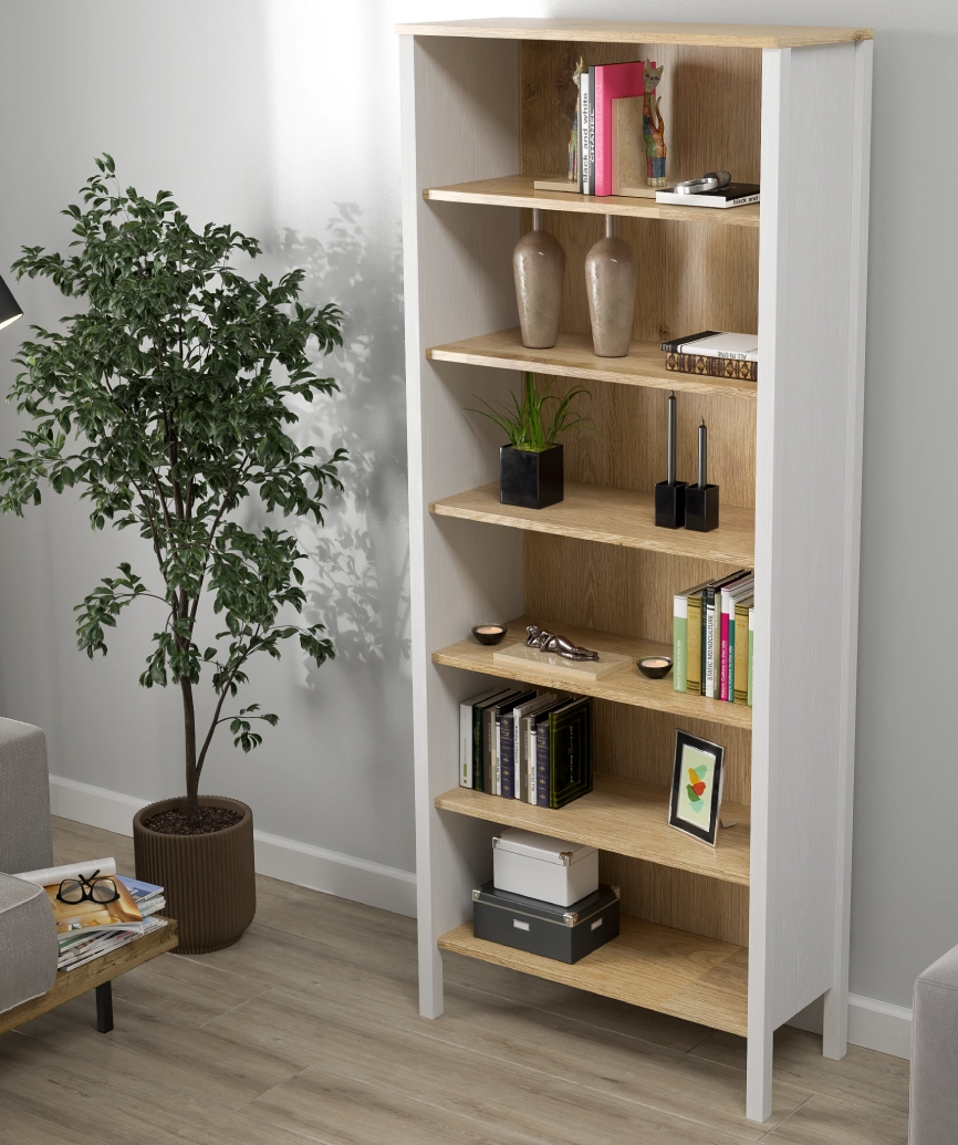 Hunerica Caeli 6 raflı Kitaplık -Wood Beyaz/legnano-Minifiks Bağlantılı - Görsel 4