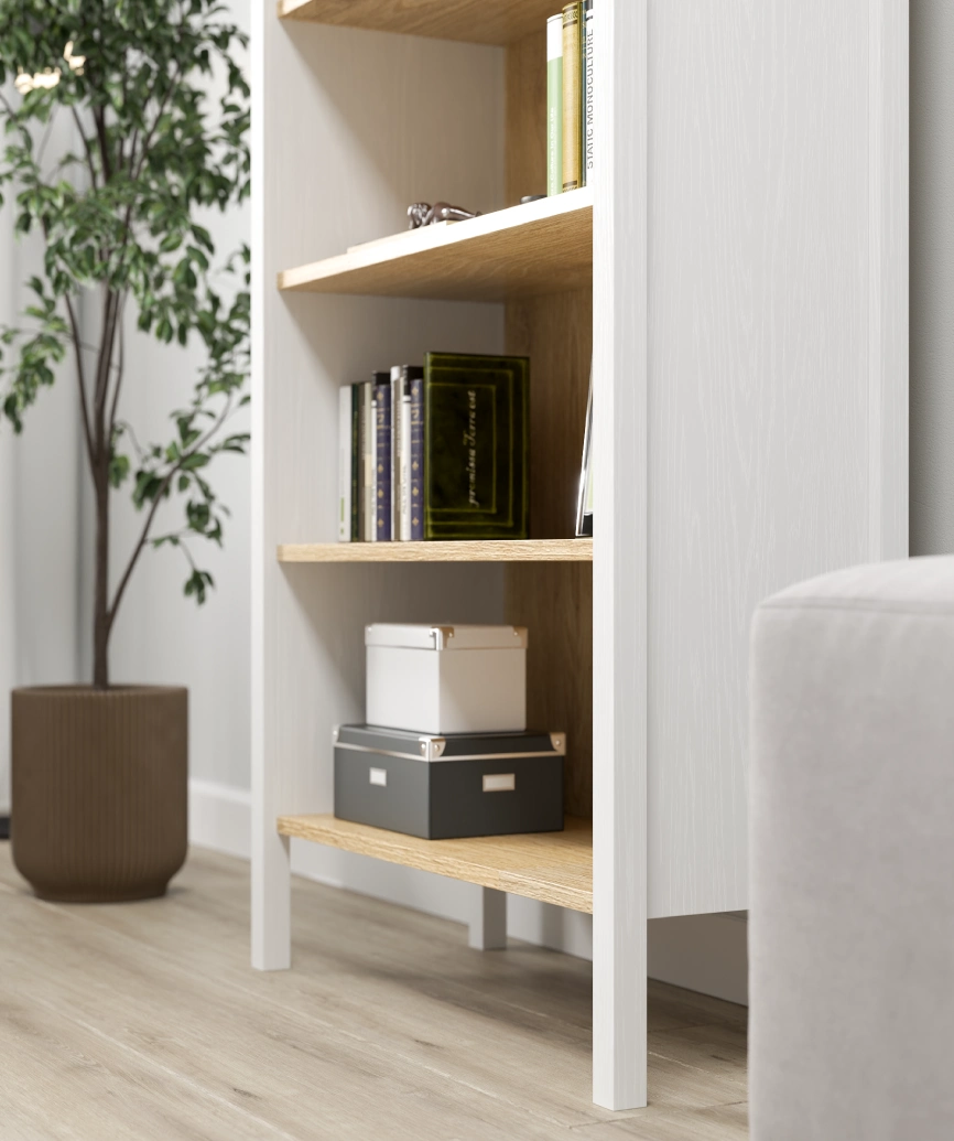 Hunerica Caeli 6 raflı Kitaplık -Wood Beyaz/legnano-Minifiks Bağlantılı - Görsel 3