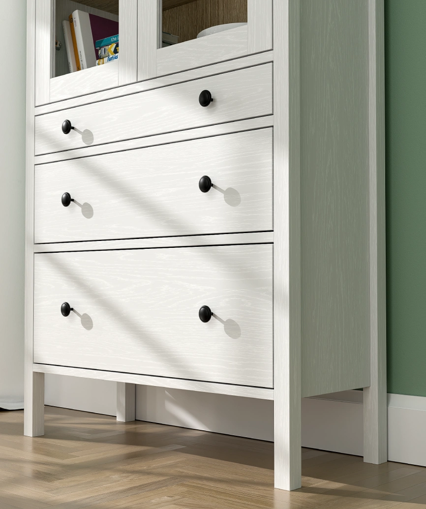 Hunerica Elva Cam Kapaklı Büfe/vitrin/konsol-Wood Beyaz-Minifiks Bağlantılı-Minifiks Bağlantılı - Görsel 3