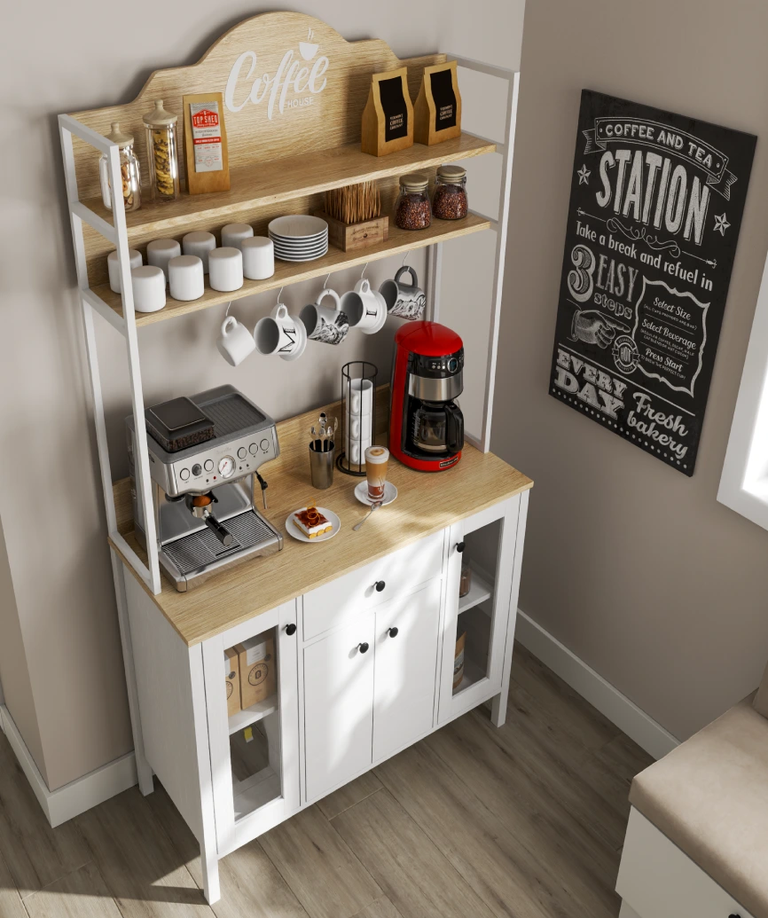 Hunerica Salva 4 Kapaklı1 Çekmeceli kahve dolabı-Wood Beyaz-Minifiks Bağlantılı - Görsel 3