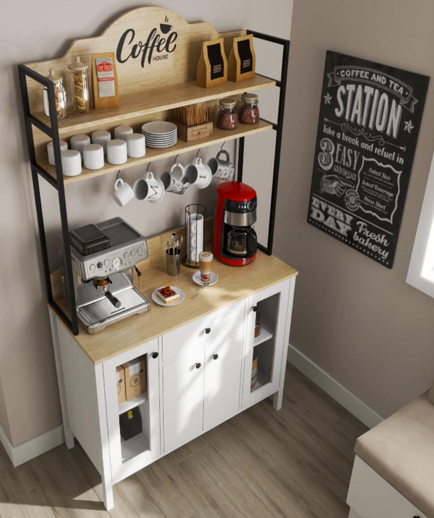 Hunerica Salva 4 Kapaklı1 Çekmeceli kahve dolabı-Wood Beyaz-Minifiks Bağlantılı - Görsel 7