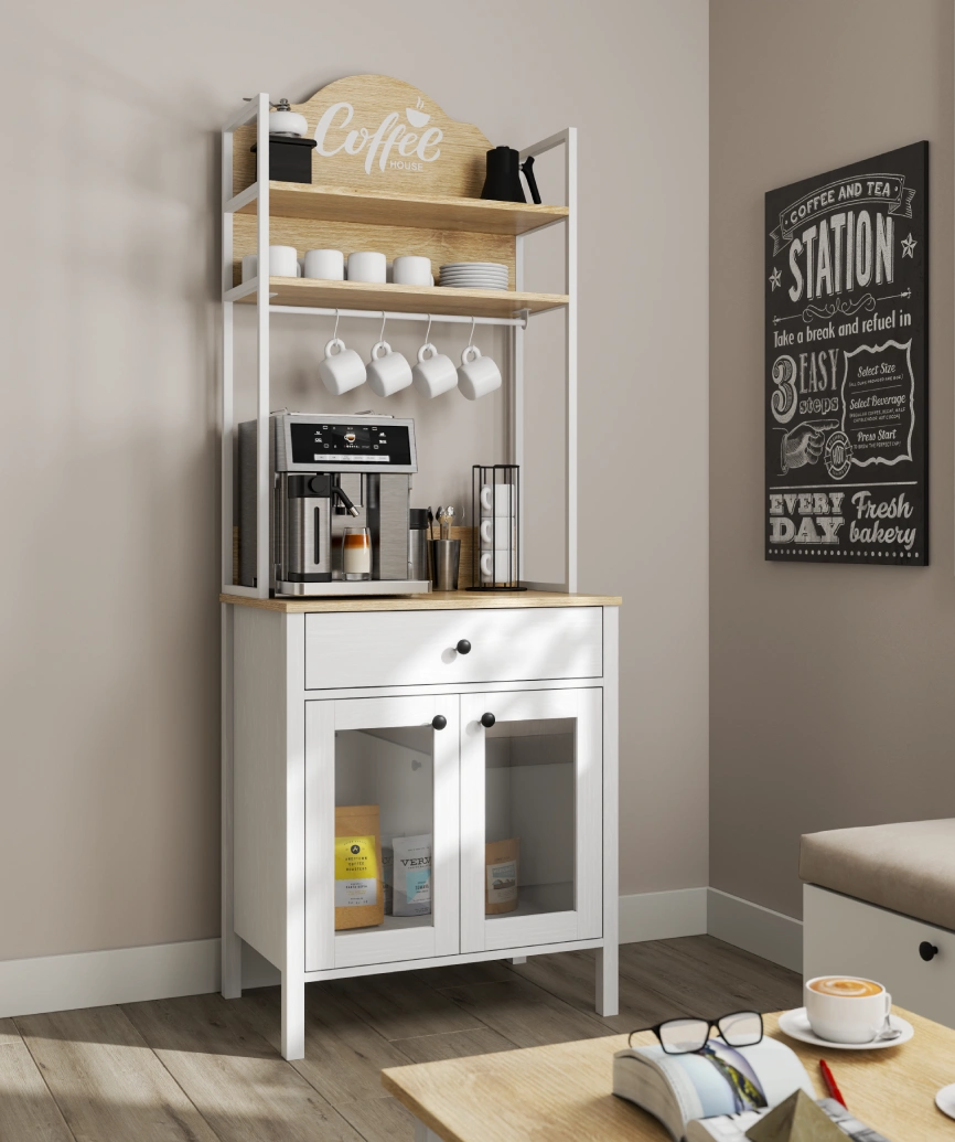 Hunerica Alva 2 Kapaklı1 Çekmeceli kahve dolabı-Wood Beyaz-Minifiks Bağlantılı - Görsel 3