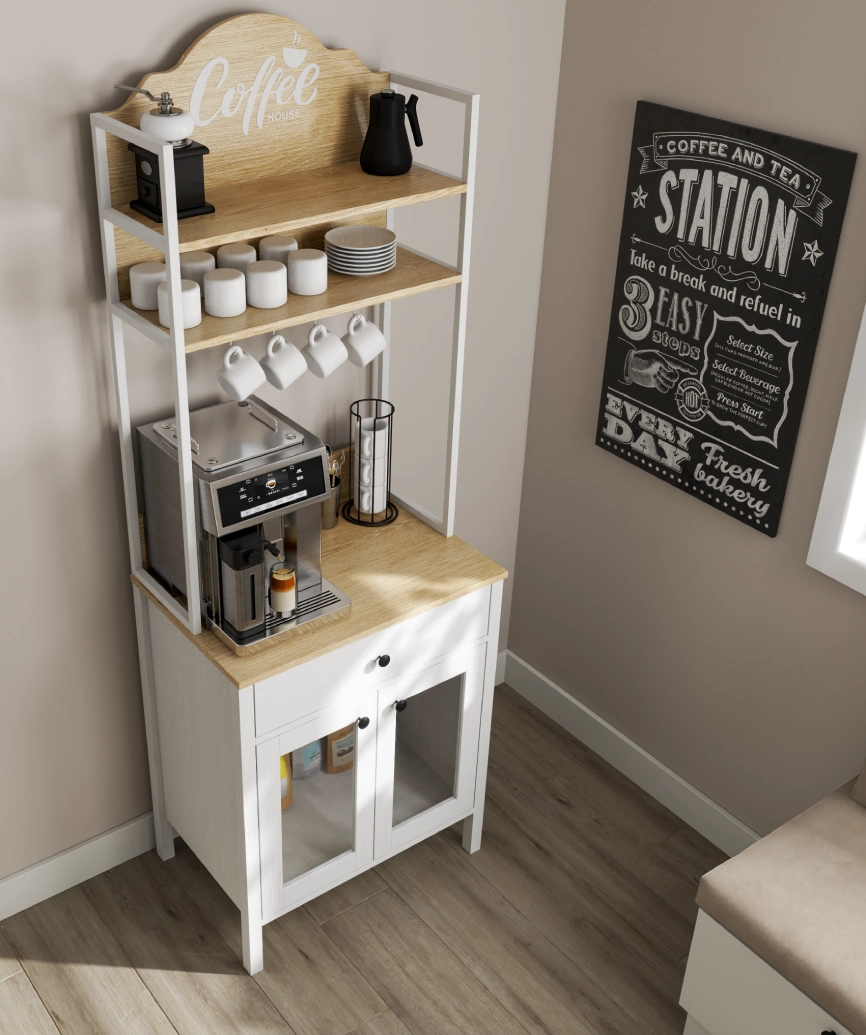 Hunerica Alva 2 Kapaklı1 Çekmeceli kahve dolabı-Wood Beyaz-Minifiks Bağlantılı - Görsel 4