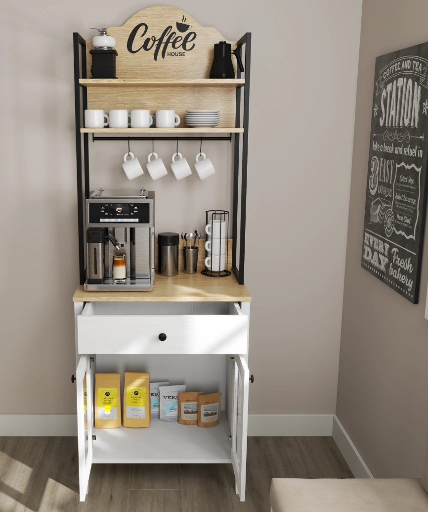 Hunerica Alva 2 Kapaklı1 Çekmeceli kahve dolabı-Wood Beyaz-Minifiks Bağlantılı - Görsel 6