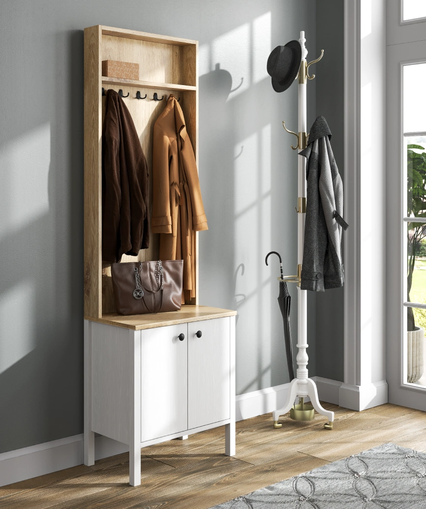 Hunerica Minoa Portmanto -Wood Beyaz-Minifiks Bağlantılı - Görsel 3