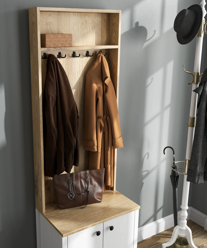 Hunerica Minoa Portmanto -Wood Beyaz-Minifiks Bağlantılı - Görsel 4