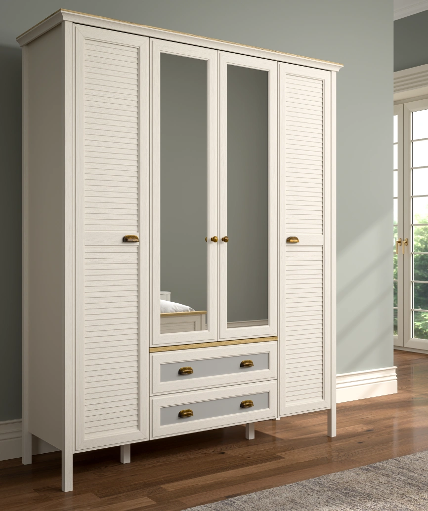 Hunerica Eniro Premium 4 kapak 2 çekmeceli Gardırop - Minifiks bağlantılı - aytaşı / legnano - Görsel 3