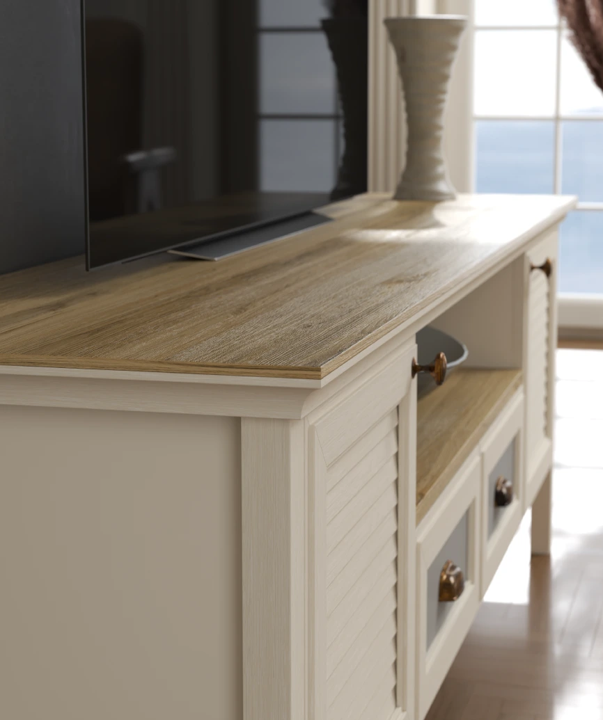 Hunerica Tilio Premium 2 Çekmeceli 2 kapak tv ünitsi -Legnano/krem Minifiks Bağlantılı - Görsel 3