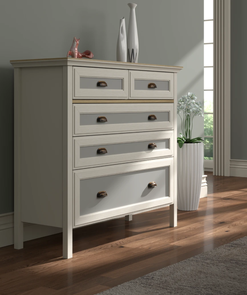 Hunerica Zaranto Premium 5 çekmeceli şifonyer - Minifiks - aytaşı / legnano - Görsel 4