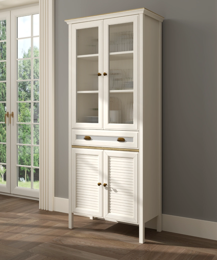 Hunerica Misio Premium 4 kapak tek çekmeceli büfe -Legnano/krem Minifiks Bağlantılı