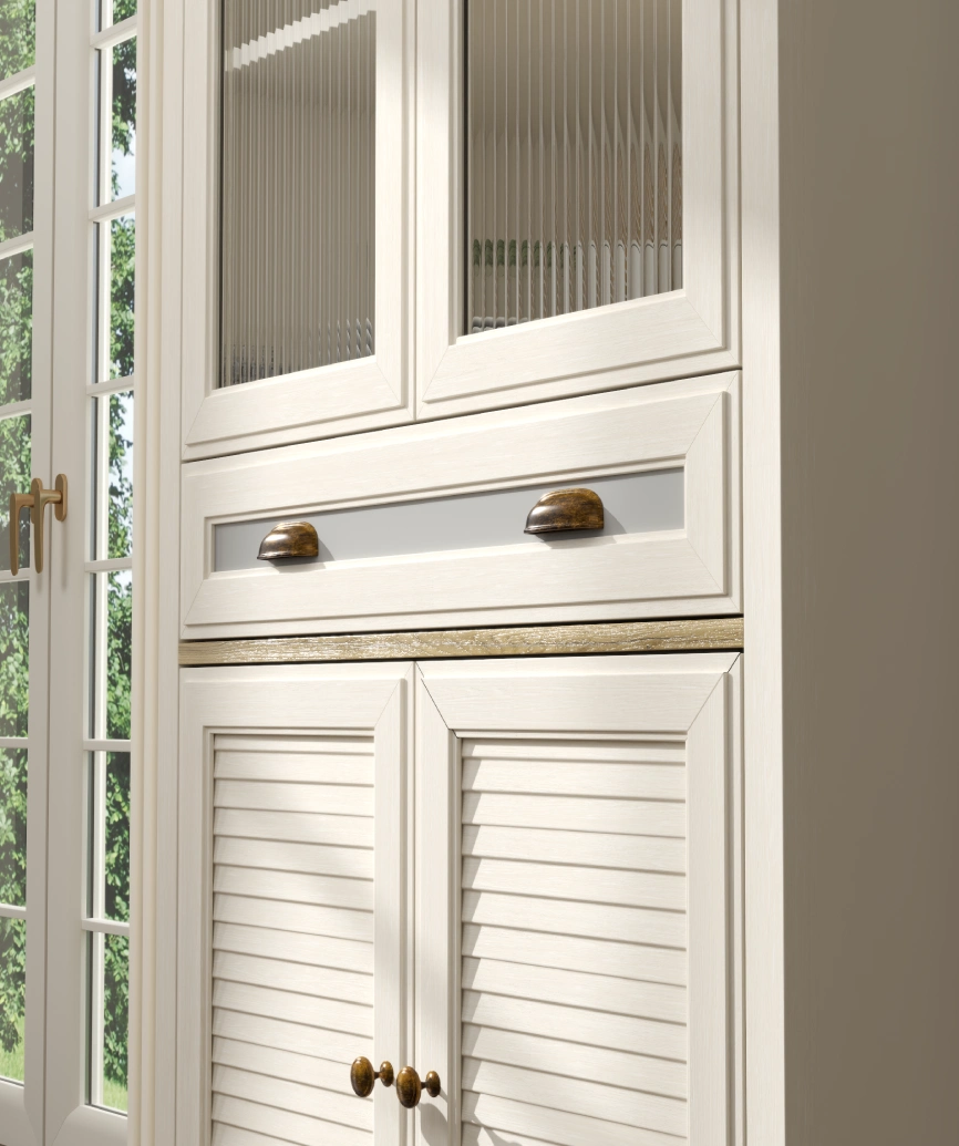 Hunerica Misio Premium 4 kapak tek çekmeceli büfe -Legnano/krem Minifiks Bağlantılı