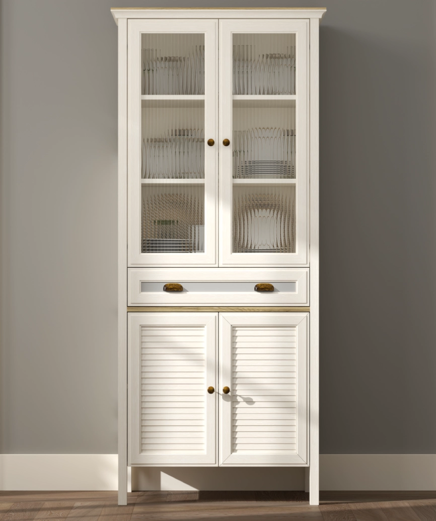 Hunerica Misio Premium 4 kapak tek çekmeceli büfe -Legnano/krem Minifiks Bağlantılı