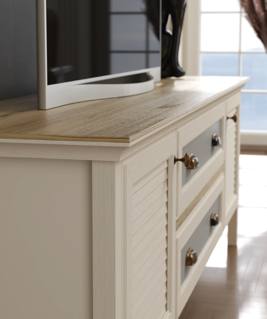 Hunerika Hunor Premium 2 kapak 2 Çekmece tv ünitesi- Minifiks - krem/legnano - Görsel 3