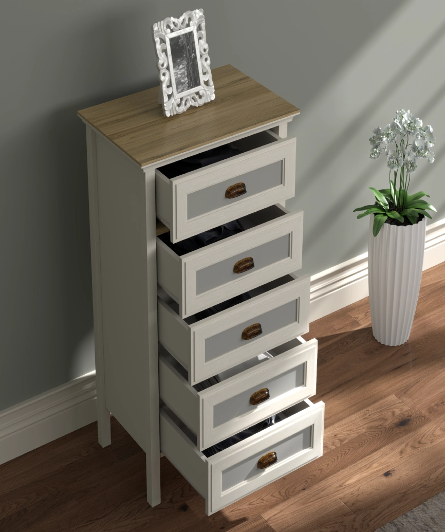 Hunerica Alenya Premium 5 çekmeceli şifonyer - Minifiks - aytaşı / legnano