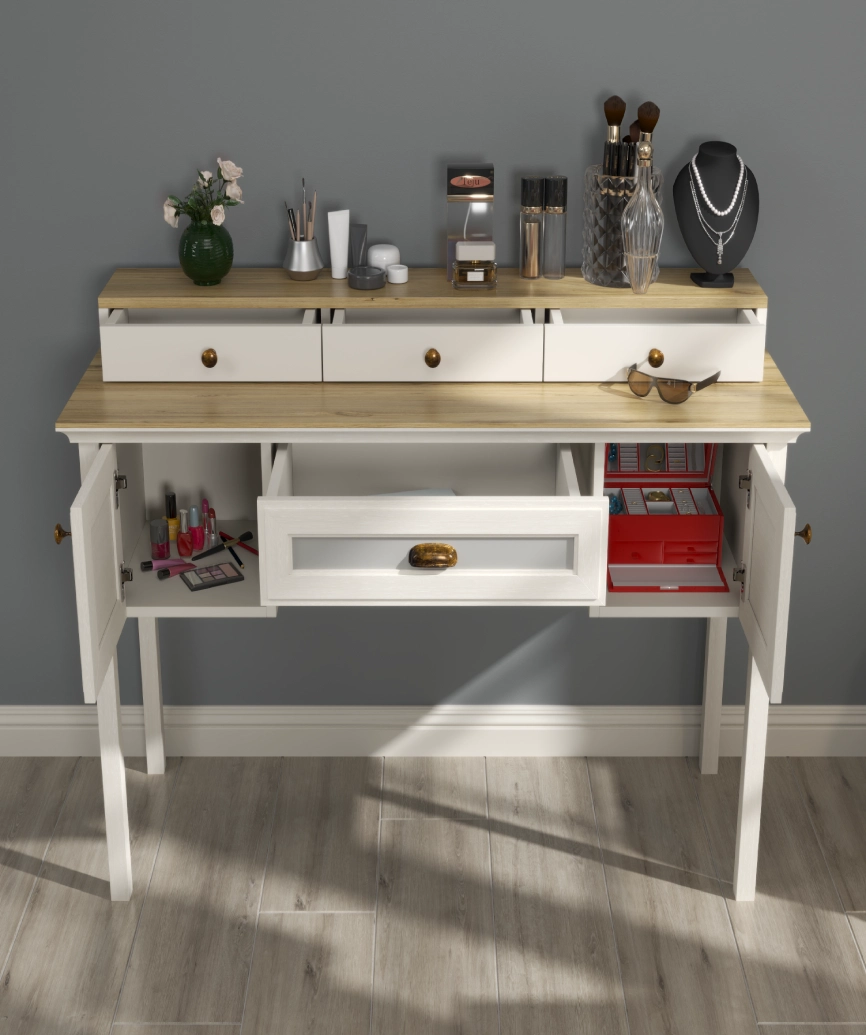 Hunerica Velina Premium 2 kapak tek çekmeceli Makyaj Masası- Minifiks - aytaşı/legnano