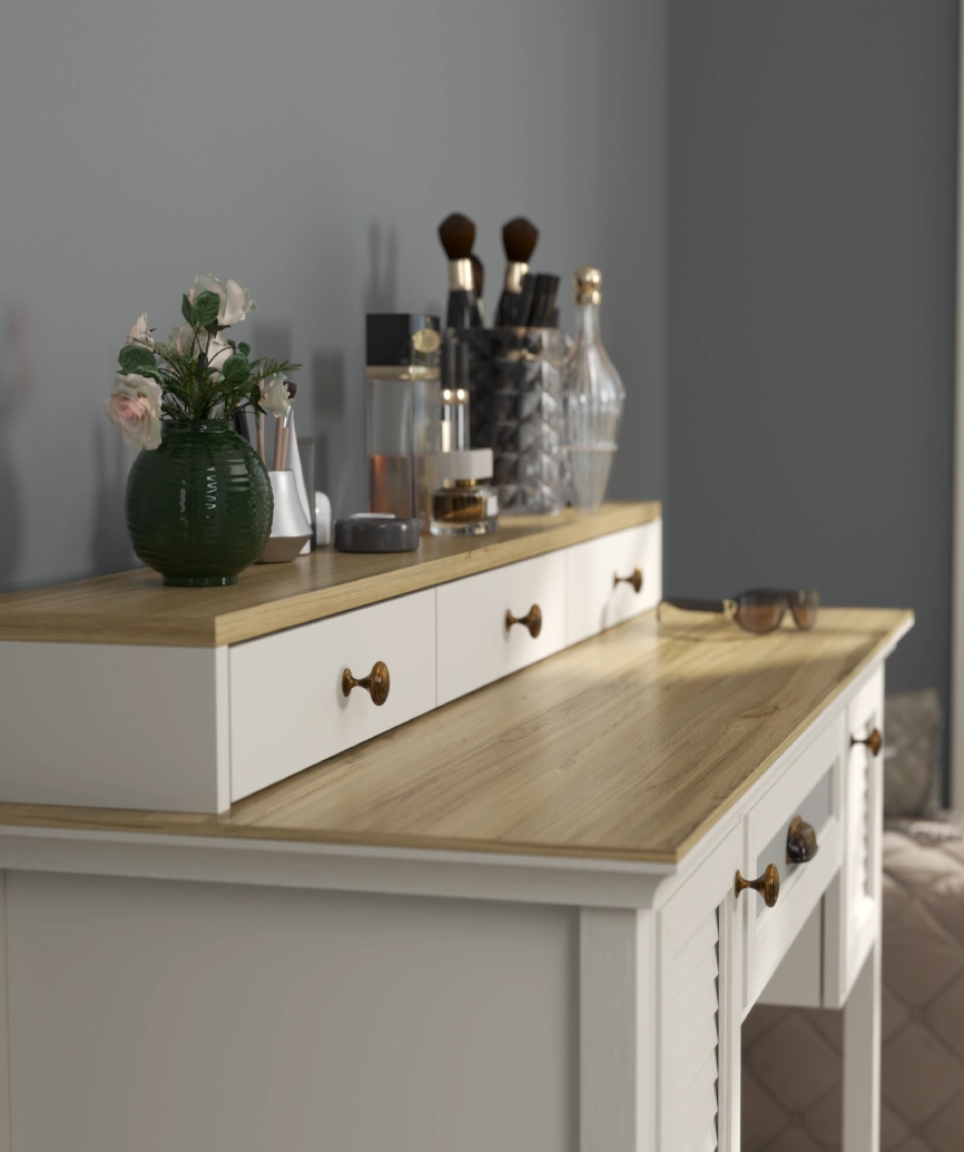 Hunerica Velina Premium 2 kapak tek çekmeceli Makyaj Masası- Minifiks - aytaşı/legnano