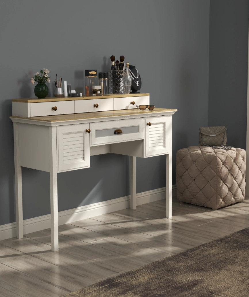 Hunerica Velina Premium 2 kapak tek çekmeceli Makyaj Masası- Minifiks - aytaşı/legnano