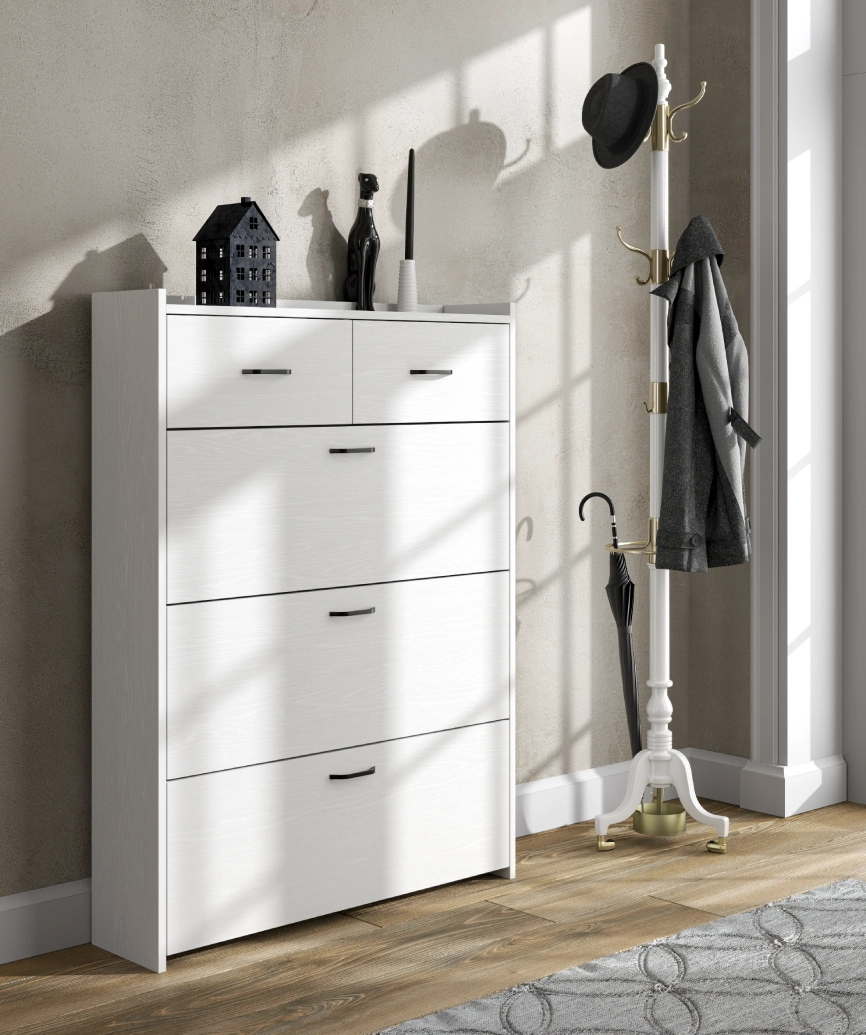 Hunerica Prina 3 kapak 2 çekmeceli ayakkabılık - Minifiks - wood beyaz/safir meşe