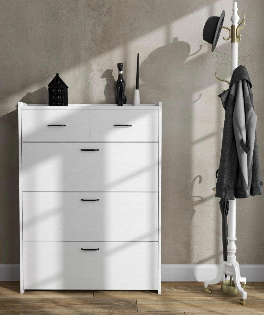 Hunerica Prina 3 kapak 2 çekmeceli ayakkabılık - Minifiks - wood beyaz/safir meşe