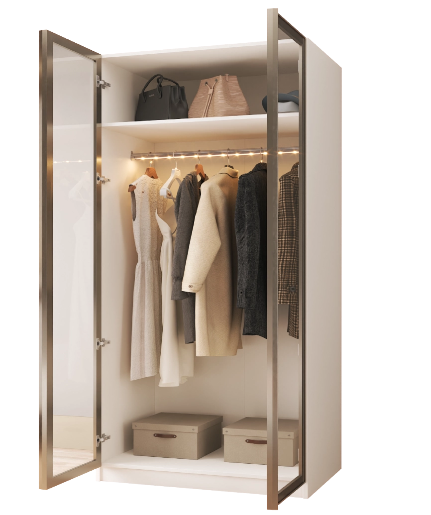 Hunerika Sonsuz dolap-1 Tek Boy Askılıklı Modül -Sedef krem -Minifiks Bağlantılı