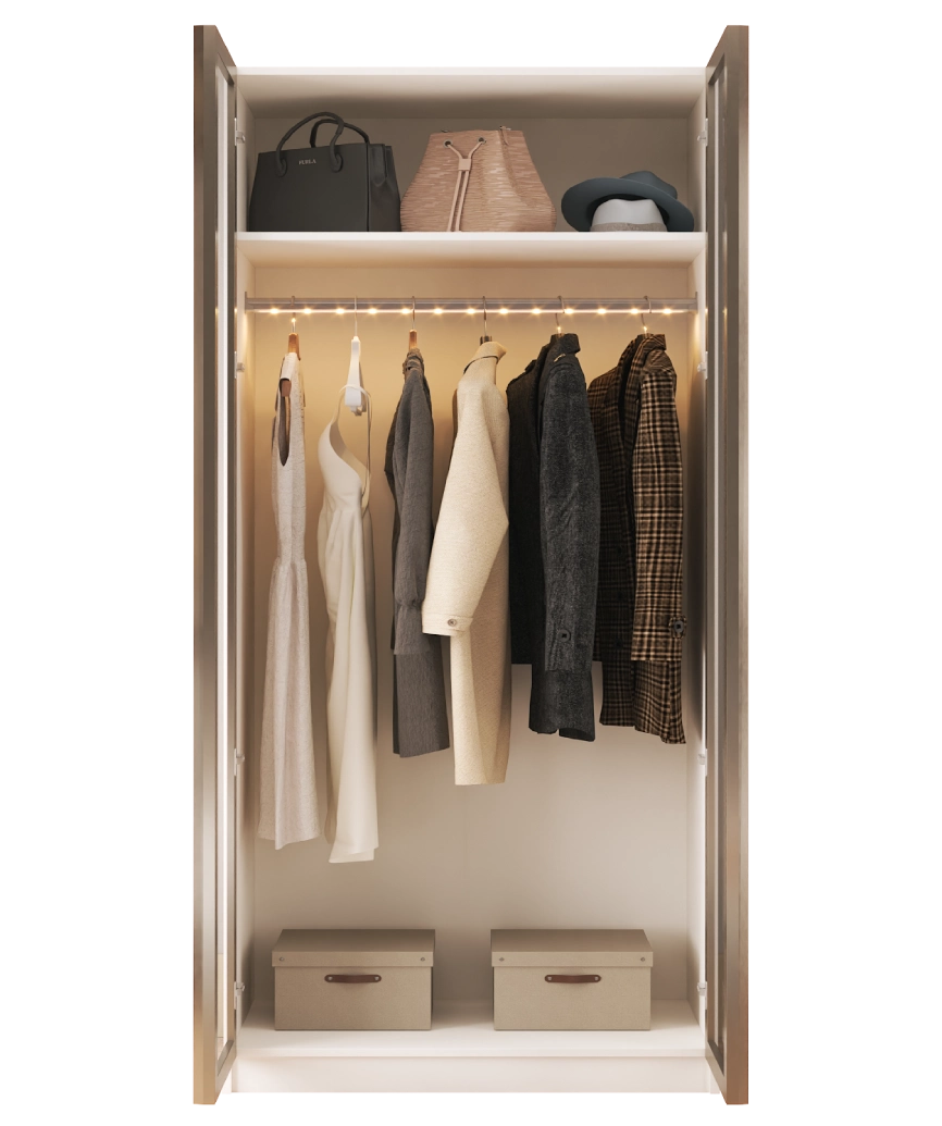 Hunerika Sonsuz dolap-1 Tek Boy Askılıklı Modül -Sedef krem -Minifiks Bağlantılı