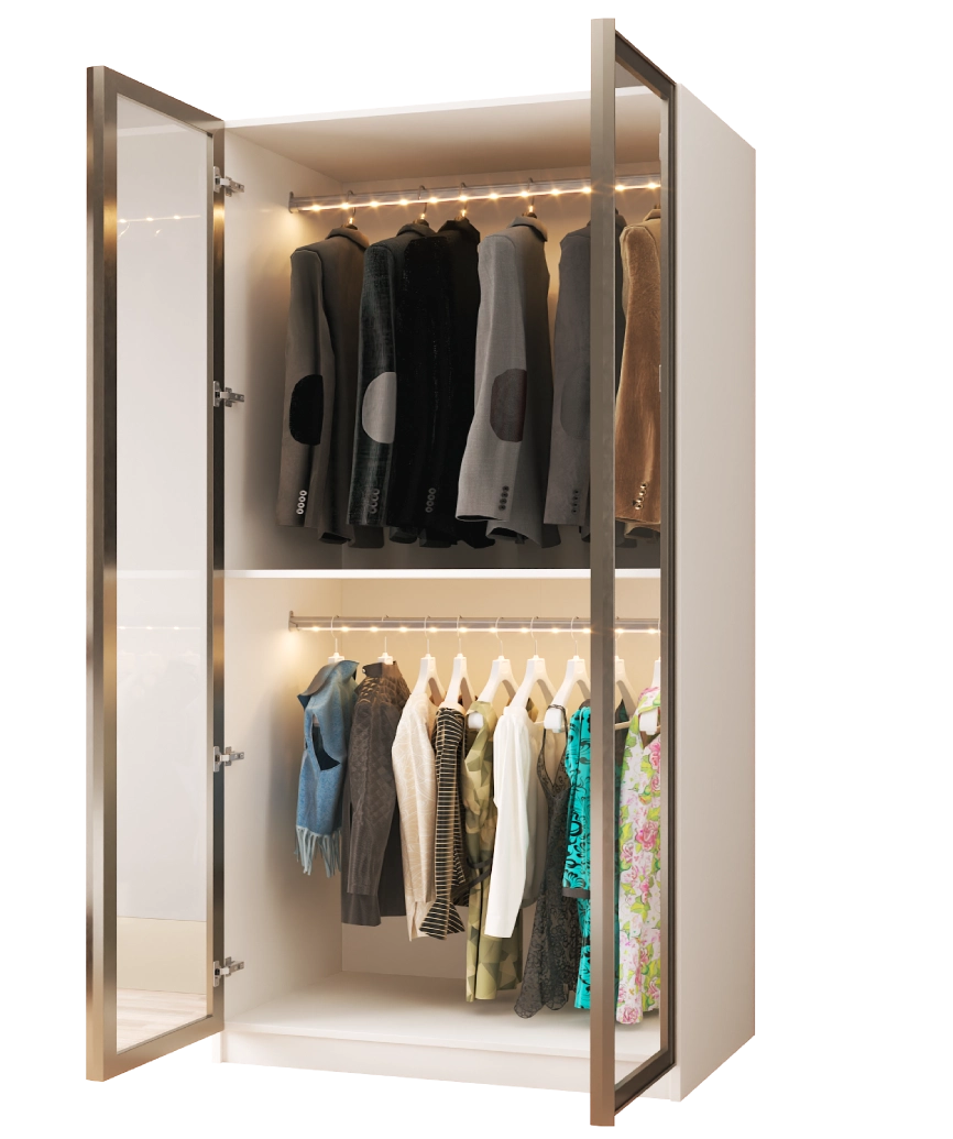 Hunerika Sonsuz dolap-2 Çift Askılıklı Modül -Sedef krem -Minifiks Bağlantılı