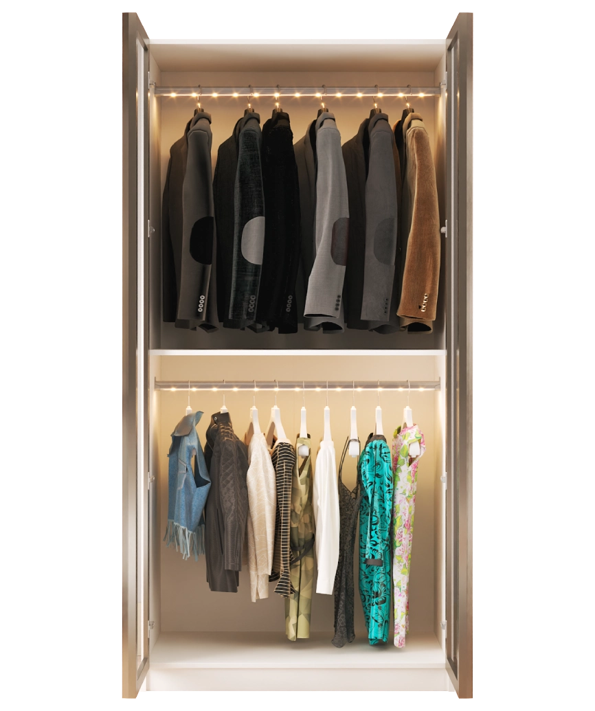 Hunerika Sonsuz dolap-2 Çift Askılıklı Modül -Sedef krem -Minifiks Bağlantılı