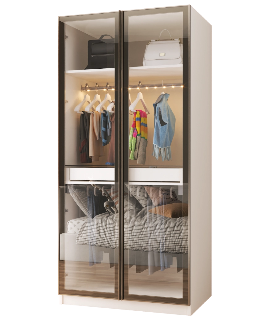 Hunerika Sonsuz dolap-3 Pantolonluk & Aksesuar Çekmeceli ve Askılıklı Modül -Sedef krem -Minifiks Bağlantılı