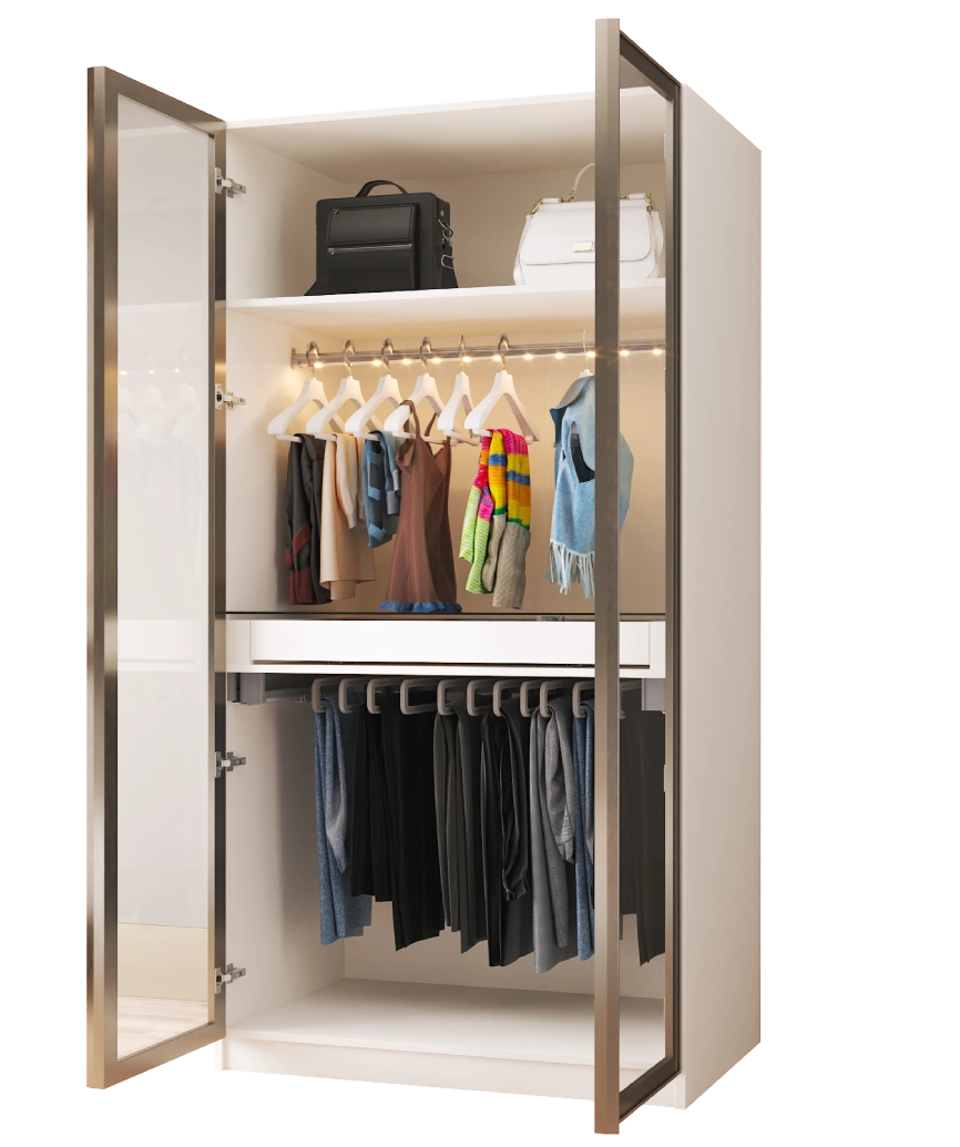 Hunerika Sonsuz dolap-3 Pantolonluk & Aksesuar Çekmeceli ve Askılıklı Modül -Sedef krem -Minifiks Bağlantılı