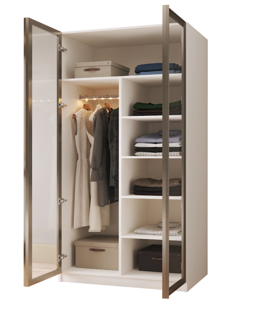 Hunerika Sonsuz dolap-7  boy Askılıklı & Raflı Modül - Sedef krem - Minifiks Bağlantılı - Görsel 3