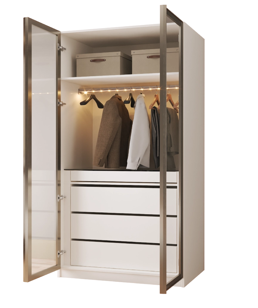 Hunerika Sonsuz dolap-8  3 Çekmeceli & Aksesuar Çekmeceli ve Askılıklı Modül-Sedef krem -Minifiks Bağlantılı - Görsel 3