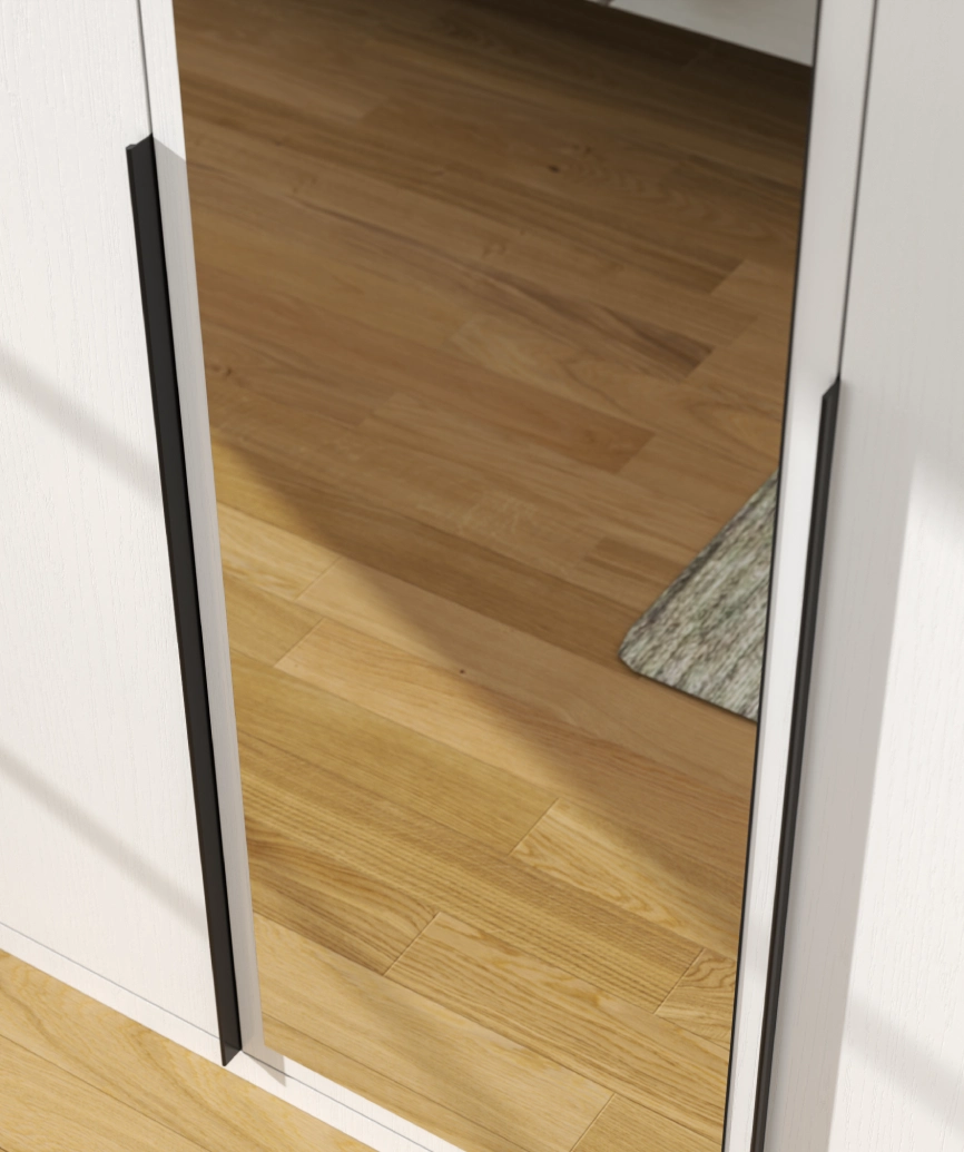 Hunerika Dorba 3  kapaklı Gardırop-Wood Beyaz-Minifiks Bağlantılı - Görsel 3