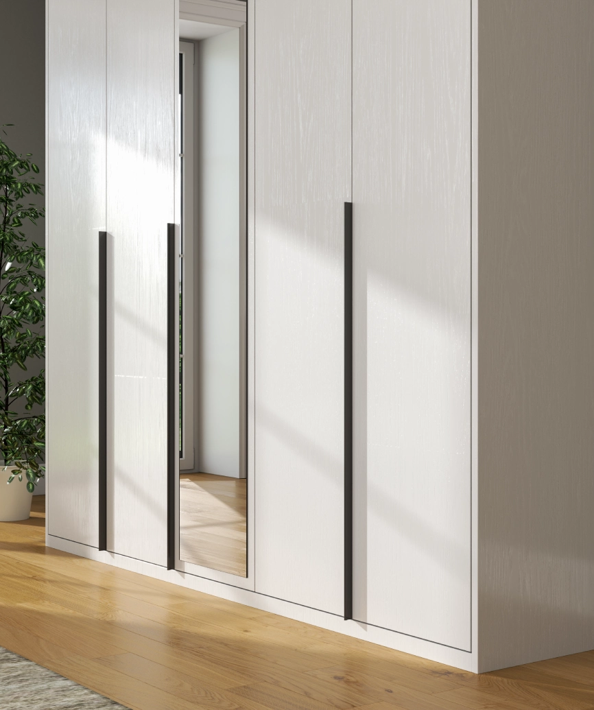 Hunerika Dorba 5 kapaklı Gardırop-Wood Beyaz-Minifiks Bağlantılı - Görsel 4